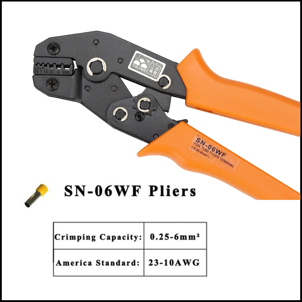 

SN-06WF Tool jaw pliers mini crimping terminal pliers insulated and non-insulated ferrules