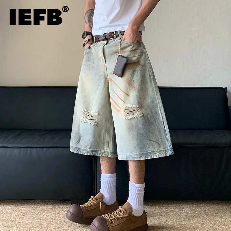 Прямые джинсовые брюки IEFB с эффектом потертости и дырками, летние широкие брюки контрастных цветов для мужчин, повседневные шорты 2024 24E1065, 2024
Прямые джинсовые брюки IEFB с эффектом потертости и дырками, летние широкие брюки контрастных цветов для мужчин, повседневные шорты 2024 24E1065, 2024
