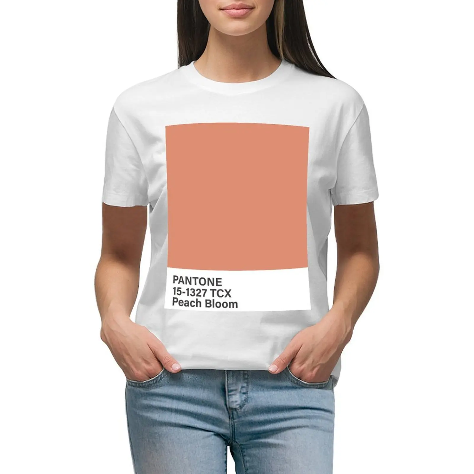 

pantone 15-1327 TCX Peach Bloom T-shirt aesthetic clothes summer tops Women t shirt