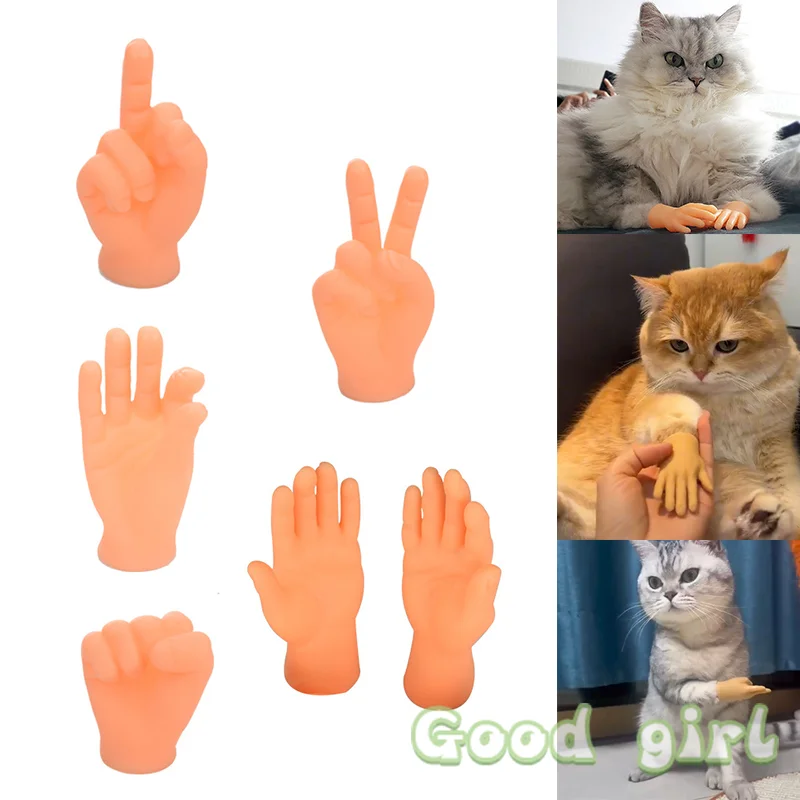 

1Set Cats Toy Cat Gesture Finger Cot Cat Finger Sleeve Mini Hand Model Silicone Gloves Pet Interaction Toy Cat Massage Tool