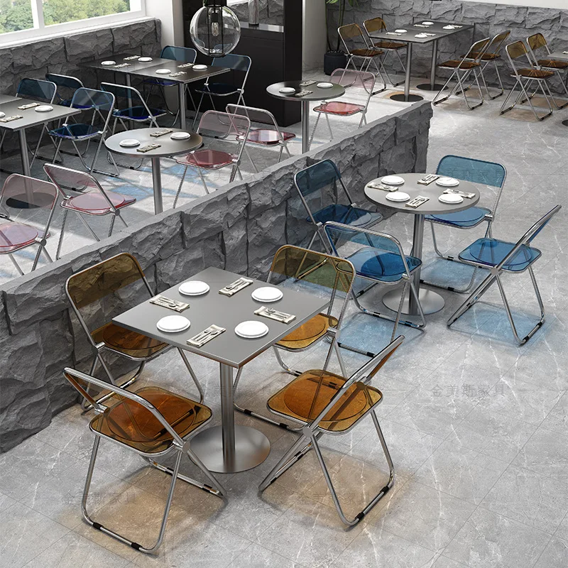 

Online celebrity ins transparent folding chair fast food milk tea dessert shop coffee shop leisure place tables and chairs