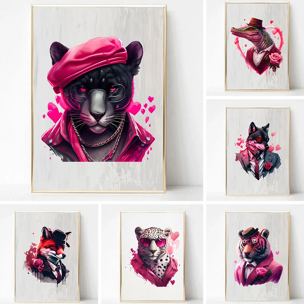 Gangster Wolf and Jaguar Funny Canvas Painting Wall Art Pink Animal Poster Prints For Gallery Living Room Home Decor Gift
Gangster Wolf and Jaguar Funny Canvas Painting Wall Art Pink Animal Poster Prints For Gallery Living Room Home Decor Gift