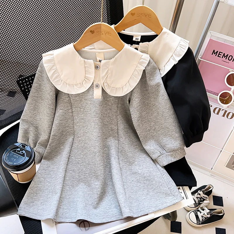 Laura Kors 2023 Winter New Girls Dress Long Sleeve Peter Pan Collar Gray Black Girls Dress Vestido 4-7T
Laura Kors 2023 Winter New Girls Dress Long Sleeve Peter Pan Collar Gray Black Girls Dress Vestido 4-7T