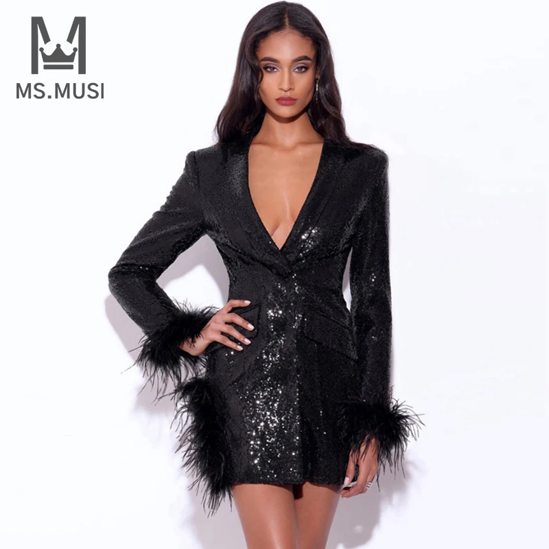 Новинка 2023, модное женское сексуальное черное платье MSMUSI с V-образным вырезом, длинным рукавом и блестками, блестящее облегающее мини-платье с разрезом для клуба
Новинка 2023, модное женское сексуальное черное платье MSMUSI с V-образным вырезом, длинным рукавом и блестками, блестящее облегающее мини-платье с разрезом для клуба
