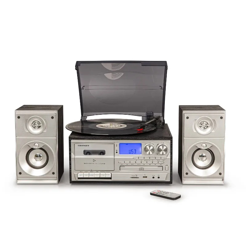 

Crosley Eclipse Entertainment Center Vinyl Record Player with Speakers with wireless Bluetooth - Audio Turntables