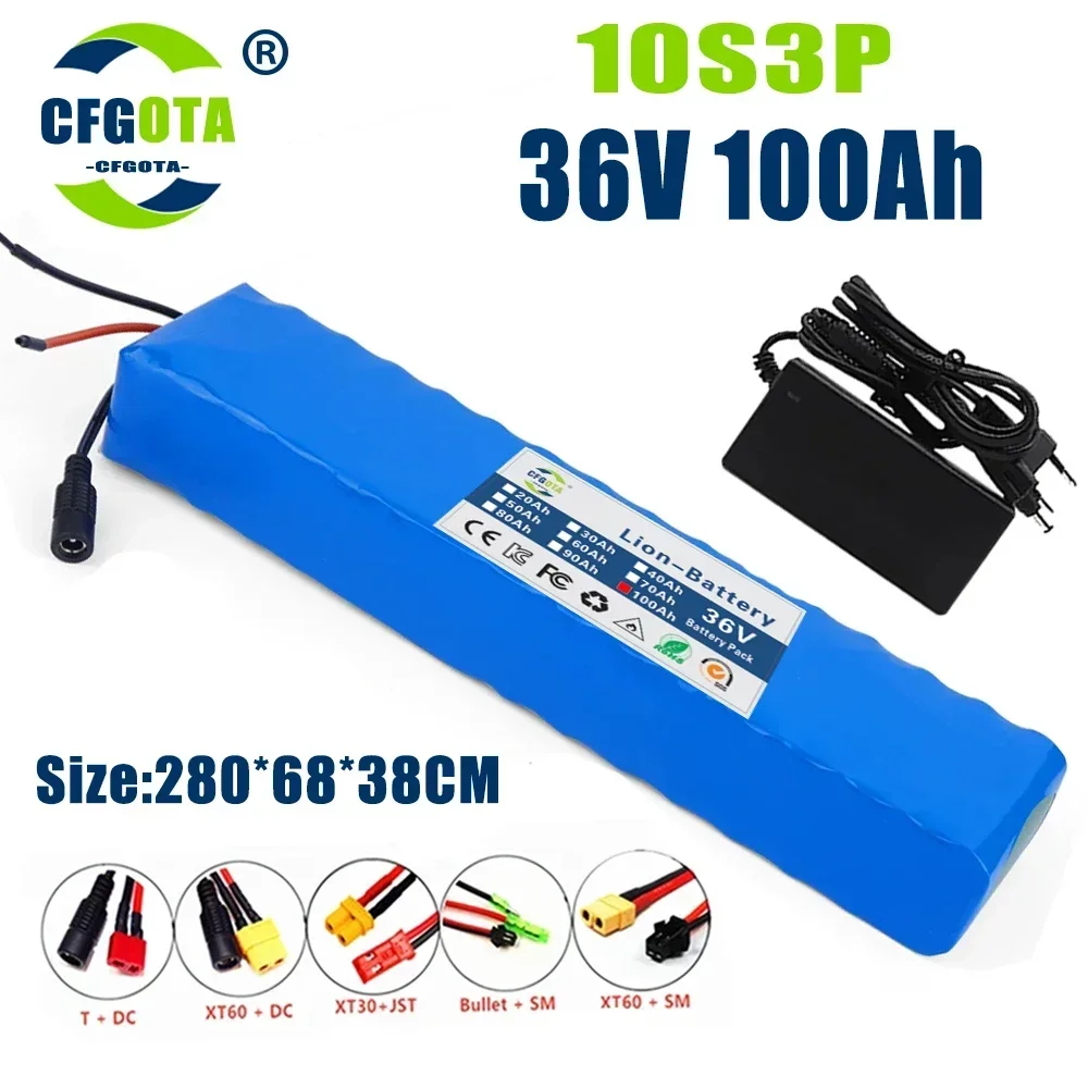 10S3P 36V 100Ah 18650 Rechargeable Lithium Battery Pack 1000W Power Modified Bicycle electric scooter Vehicle with BMS
10S3P 36V 100Ah 18650 Rechargeable Lithium Battery Pack 1000W Power Modified Bicycle electric scooter Vehicle with BMS