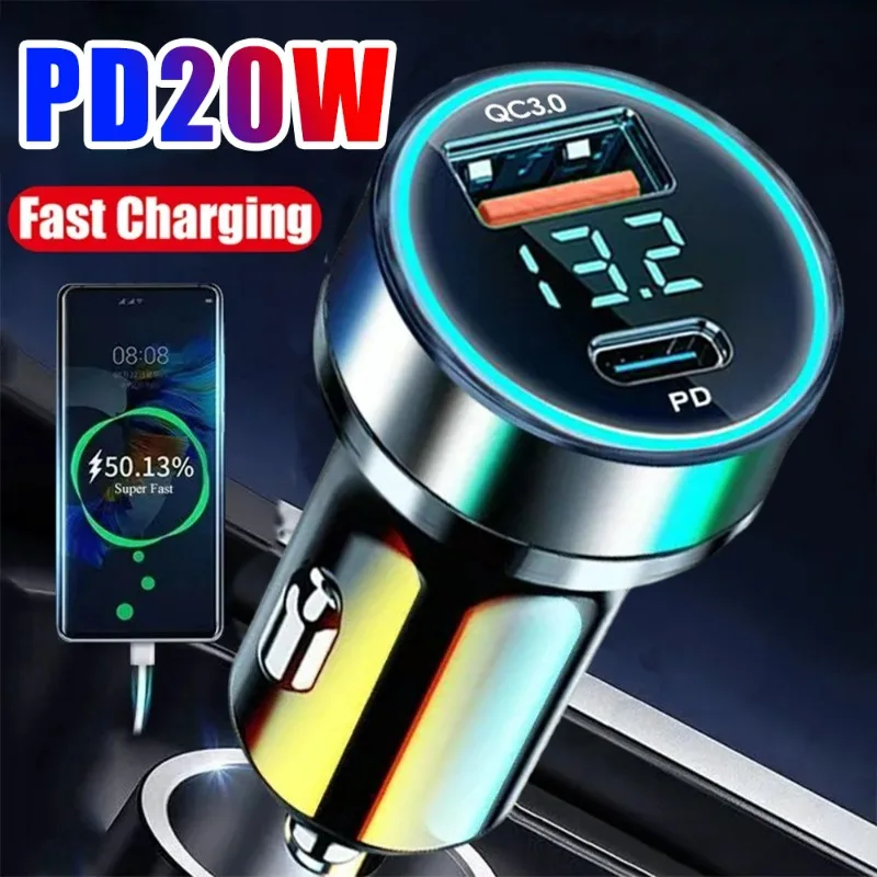 DC12/24V Digital Display Car Charging PD20W+Super Dual Port Fast Charging Auto Phone QC3.0+PD Charger Auto Interior Accessories
DC12/24V Digital Display Car Charging PD20W+Super Dual Port Fast Charging Auto Phone QC3.0+PD Charger Auto Interior Accessories