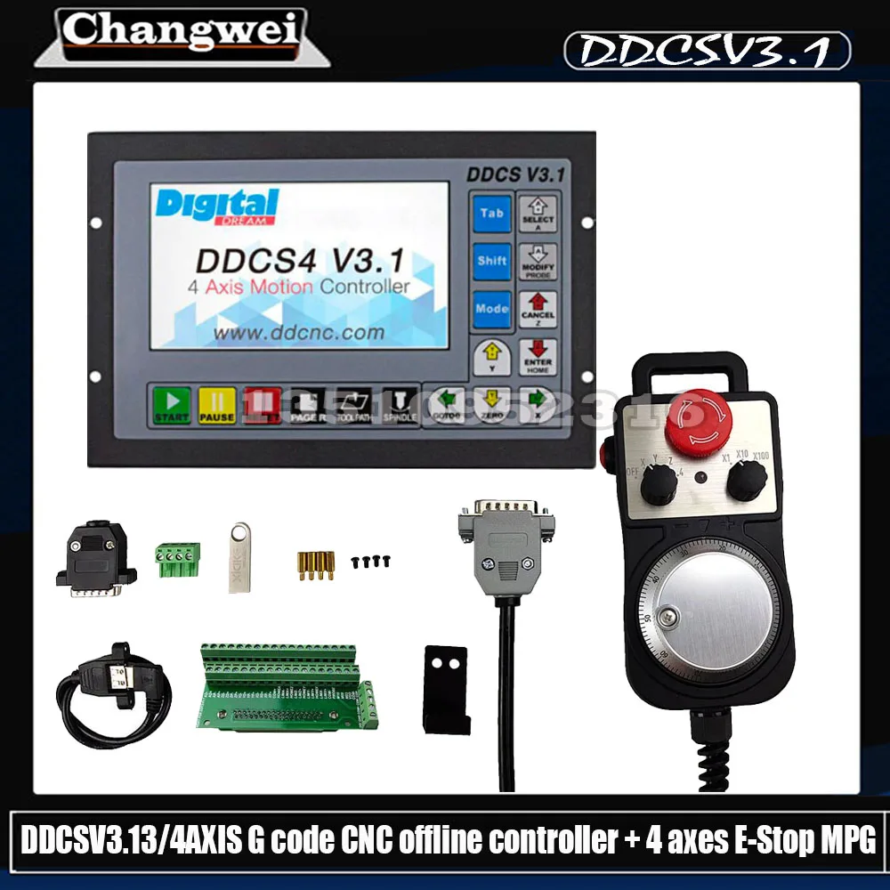 Latest Ddcsv3.1 3/4 Axis G-code Cnc Offline Controller For Engraving Milling Machine Ddcs V3.1+ 4 Axis E-stop Mpg Handwheel
Latest Ddcsv3.1 3/4 Axis G-code Cnc Offline Controller For Engraving Milling Machine Ddcs V3.1+ 4 Axis E-stop Mpg Handwheel