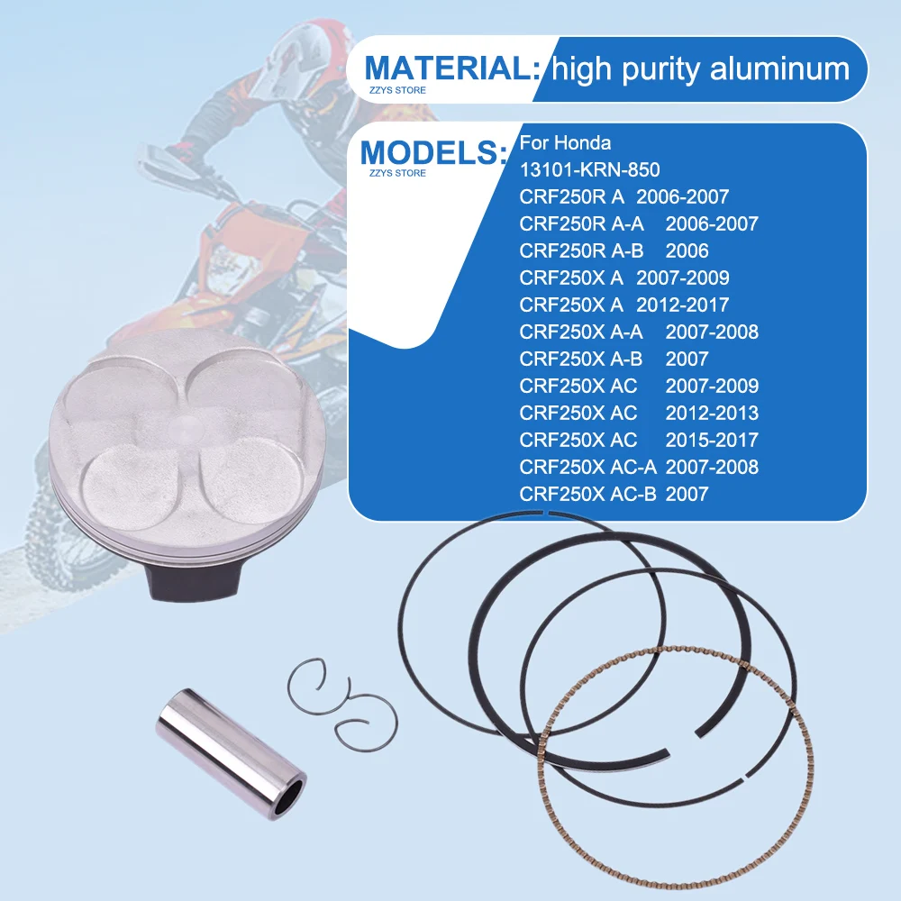 Diameter 78mm Pin 16mm Motorcycle Engine Piston Rings Kit For Honda 13101-KRN-850 CRF250 CRF250R 2006-2007 CRF 250 A Ring Set
Diameter 78mm Pin 16mm Motorcycle Engine Piston Rings Kit For Honda 13101-KRN-850 CRF250 CRF250R 2006-2007 CRF 250 A Ring Set