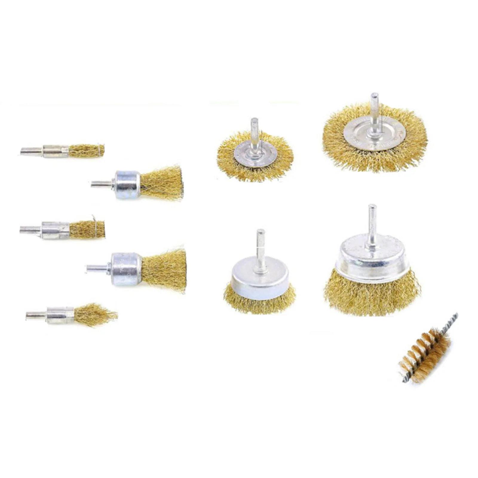 10Pcs Drill Brushes 6mm Shank Copper Plating Stainless Steel Wire Wheel Brushes 0.3mm 10-75mm For Rotary Tool Electric Grinder
10Pcs Drill Brushes 6mm Shank Copper Plating Stainless Steel Wire Wheel Brushes 0.3mm 10-75mm For Rotary Tool Electric Grinder