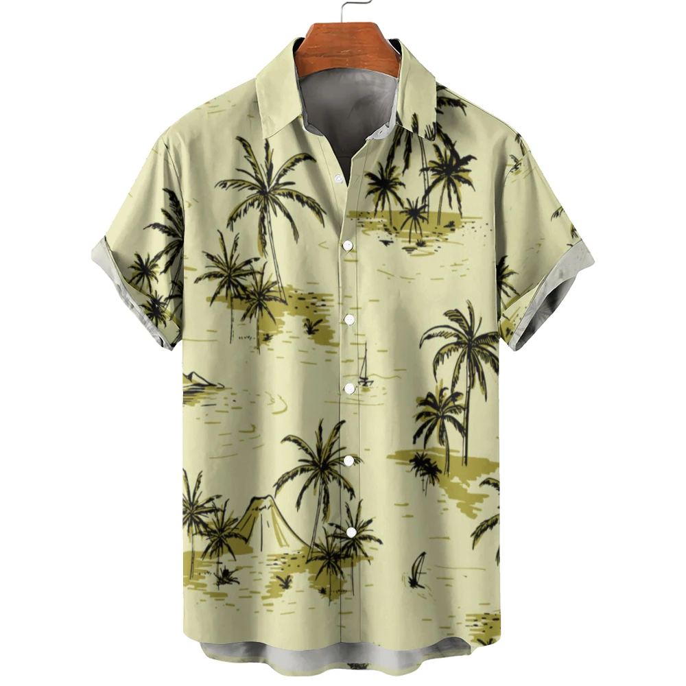 Men's Hawaiian Shirts, Beach Party Coconut Tree Pattern Outdoor Street Style Printing Men's Casual Fit Button Lapel Shirt 
Men's Hawaiian Shirts, Beach Party Coconut Tree Pattern Outdoor Street Style Printing Men's Casual Fit Button Lapel Shirt