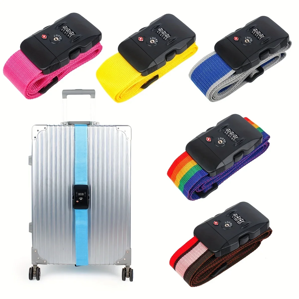 

One-word TSA Packing Belt TSA Luggage Belt Customs Lock Suitcase Bundling Belt Luggage Reinforcement with Password 5*200cm