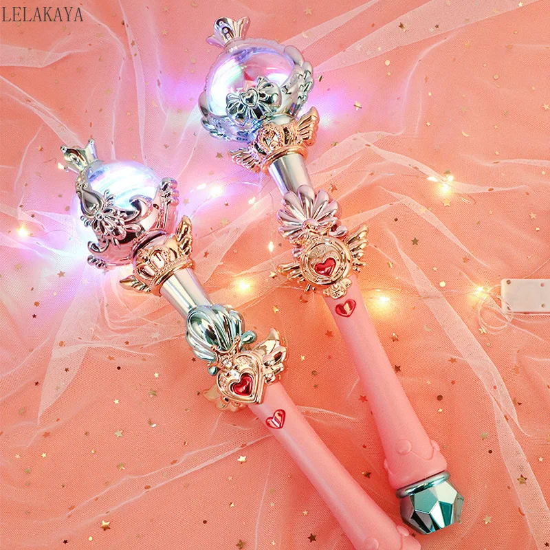 

Аниме Косплей музыкальная волшебная палочка для принцессы светящаяся палочка стержень милые игрушки для девочек Сердце Луна светодиодная светящаяся волшебная палочка для детей