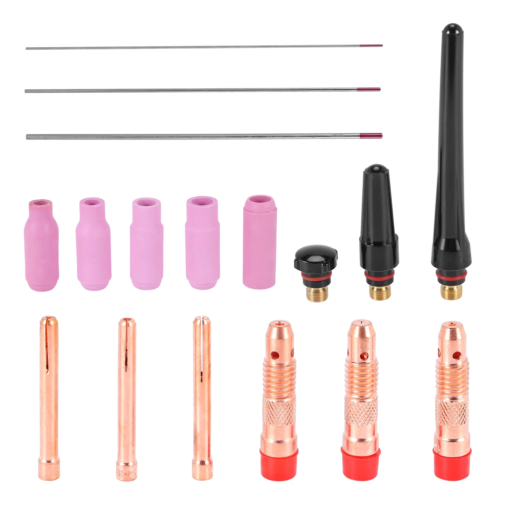 17Pcs Welders Welding Torch Tig Cup Collet Body Nozzle Kit Tungsten Electrode For Wp-17/18/26 Tig Welding Torch
17Pcs Welders Welding Torch Tig Cup Collet Body Nozzle Kit Tungsten Electrode For Wp-17/18/26 Tig Welding Torch