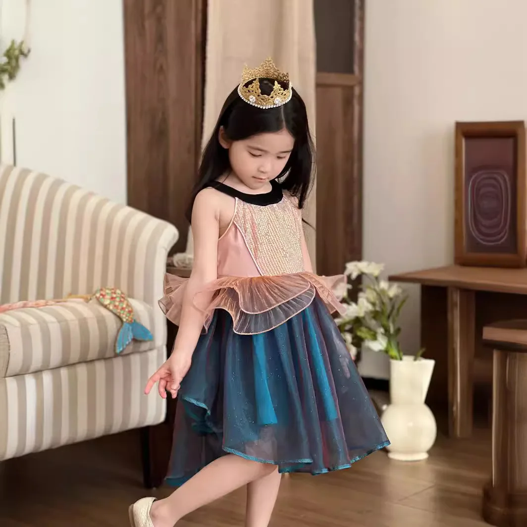 

Girls Ruffles Princess Dress For Kids Wedding Elegant Party Tutu Prom Gown Children Birthday Pageant Communion Formal