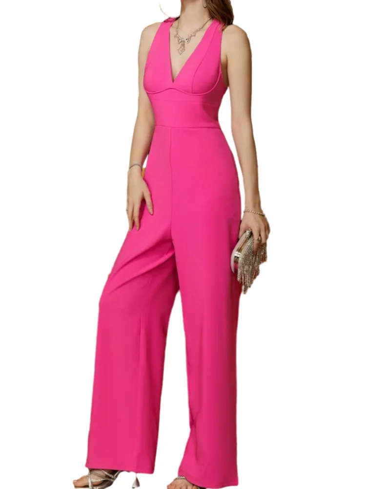 Rose Red Overalls Wide-legged Straight Pants Women New Summer Sexy Open Back Strap Casual Jumpsuit Sleeveless High Waist Romper
Rose Red Overalls Wide-legged Straight Pants Women New Summer Sexy Open Back Strap Casual Jumpsuit Sleeveless High Waist Romper