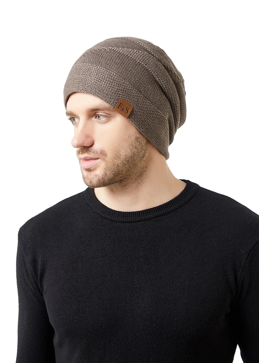 New Unisex Slouchy Winter Hats Add Fur Lined Men And Women Warm Beanie Cap Casual Label Decor Winter Knitted Hats New Unisex Slouchy Winter Hats Add Fur Lined Men And Women Warm Beanie Cap Casual Label Decor Winter Knitted Hats
