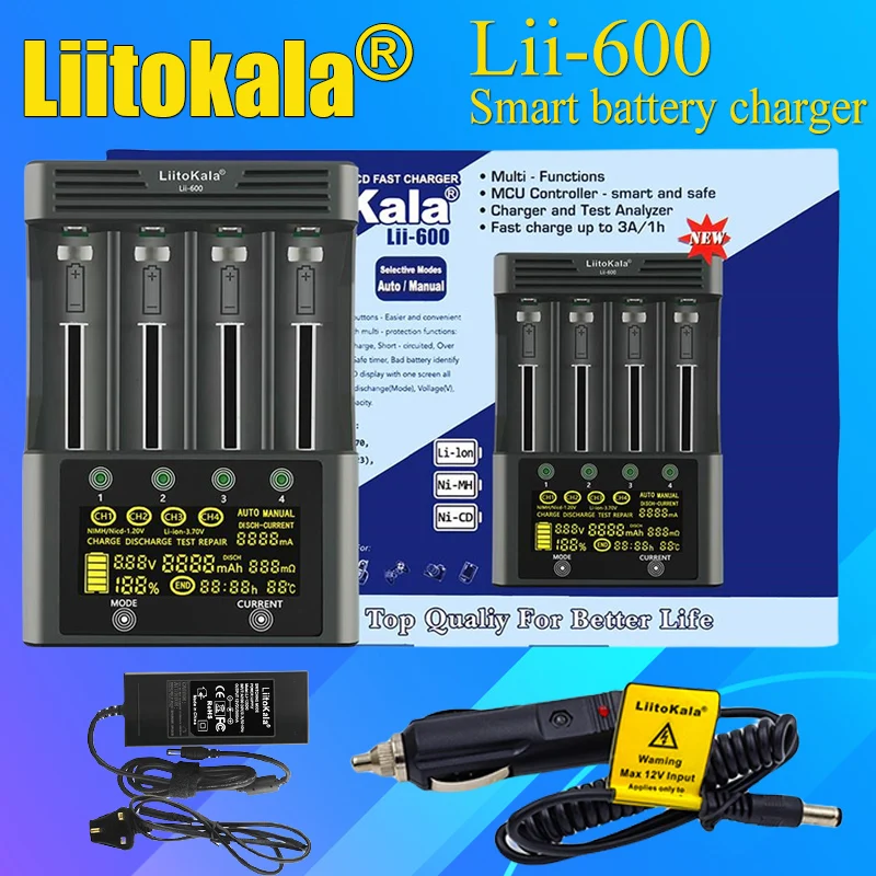 

LiitoKala Lii-600 Lii-PD4 Lii-500 LCD 3.7V/1.2V 18650 21700 Nickel hydrogen/cadmium Battery charger aa aaa LCD display Original