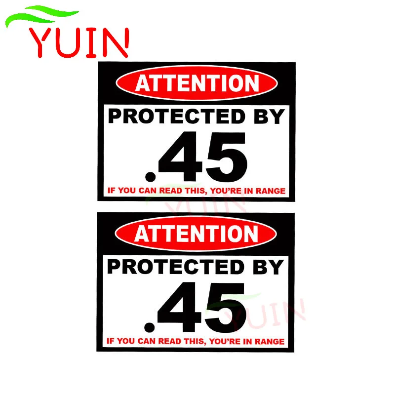 2 X 10*7cm Protected By 45 Warning Gun Car Sticker Personalized PVC Body Decoration Cars Accessories Waterproof Sunscreen Decal
2 X 10*7cm Protected By 45 Warning Gun Car Sticker Personalized PVC Body Decoration Cars Accessories Waterproof Sunscreen Decal