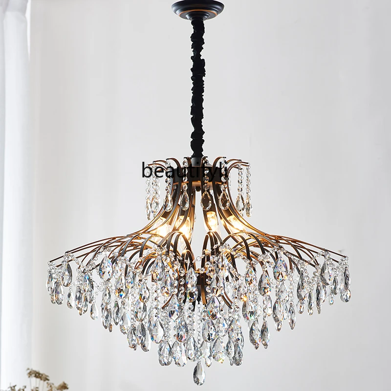 

LBX Light Luxury Crystal Lamp French Villa Restaurant Chandelier Bedroom Retro Living Room Stair Light