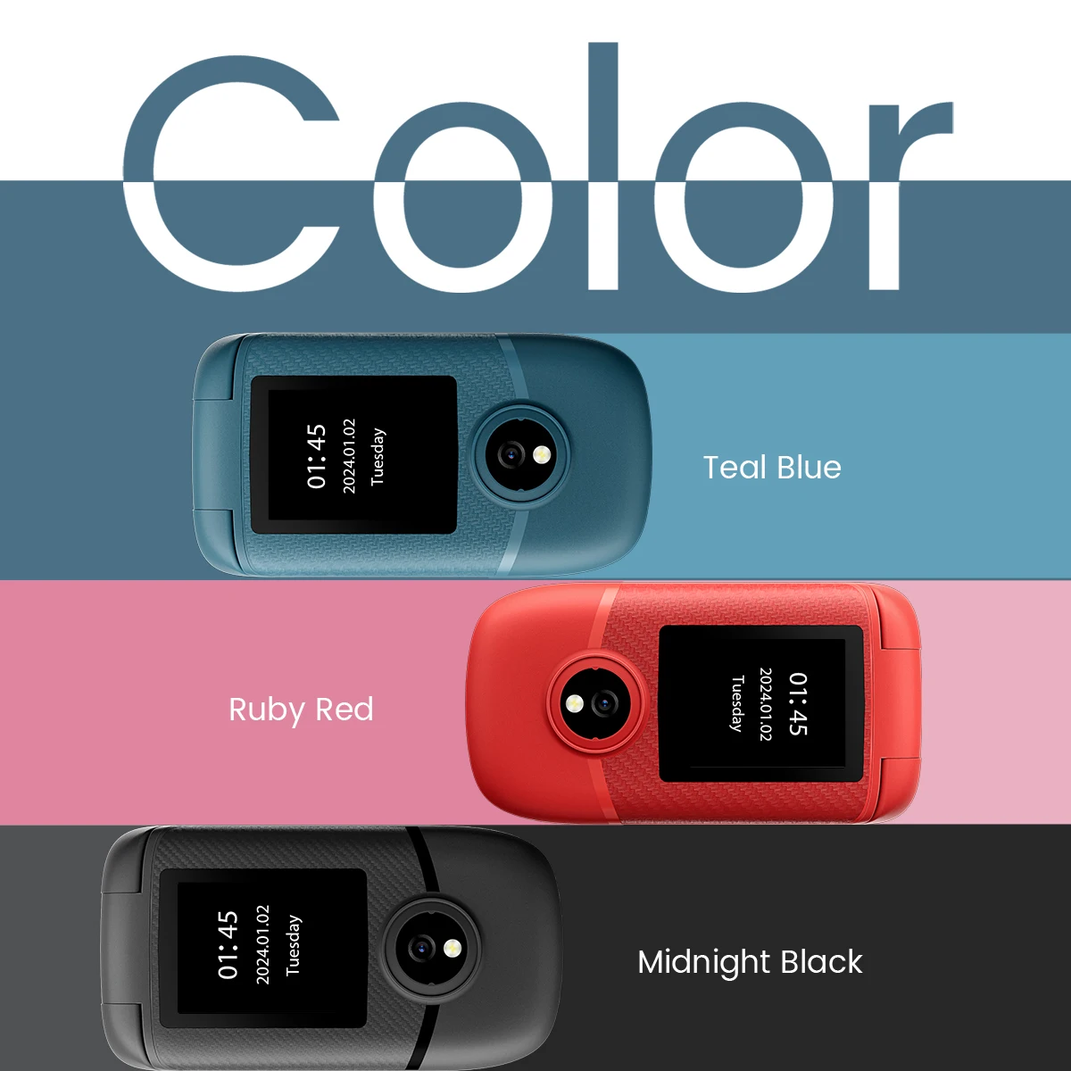 Blackview-Téléphone portable à rabat N2000, deux écrans, 2.8 pouces, appel rapide SOS, bouton poussoir plié 4