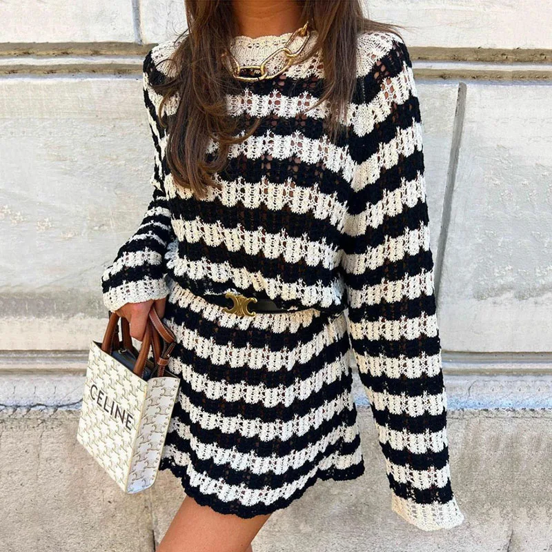 Ardm Elegant O-Neck Knitted Stripe Straight Dresses For Women 2022 Casual Long Sleeve Black Streetwear Mini Dress Vestidos
Ardm Elegant O-Neck Knitted Stripe Straight Dresses For Women 2022 Casual Long Sleeve Black Streetwear Mini Dress Vestidos