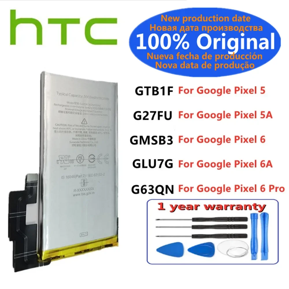 

Аккумулятор для HTC Google Pixel 6 5 5A 6A Pro Pixel5A Pixel5 Pixel6 Pro GTB1F G27FU GMSB3 G63QN GLU7G, аккумулятор для телефона, оригинал