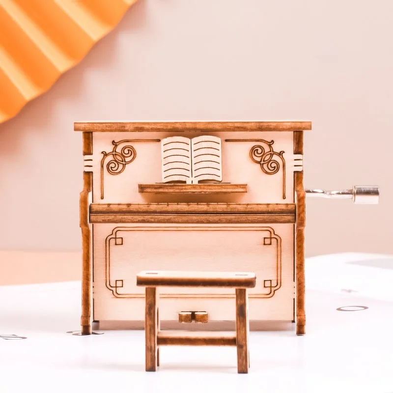 

3D Stereoscopic Wooden Model Puzzle Piano Music Box Handmade Puzzle Puzzle Puzzle Music Box Decoration Children's Birthday Gift