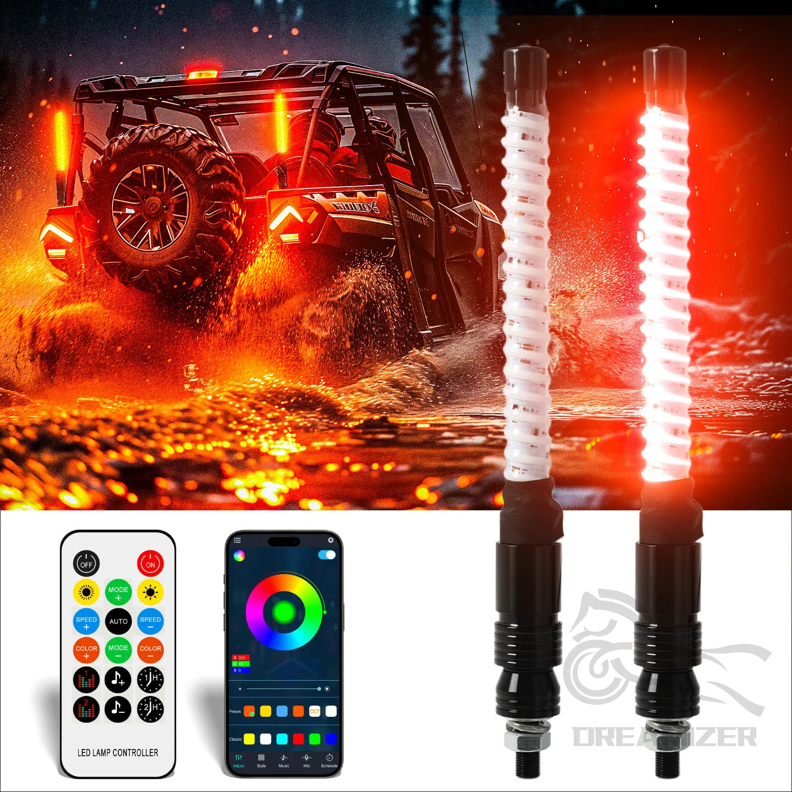2PC 1ft COB LED Whip Lights For UTV Colorful RGB Chasing/Dancing Light RGB Chasing Lighted Antenna Whips For ATV Truck Bu H5C1
2PC 1ft COB LED Whip Lights For UTV Colorful RGB Chasing/Dancing Light RGB Chasing Lighted Antenna Whips For ATV Truck Bu H5C1