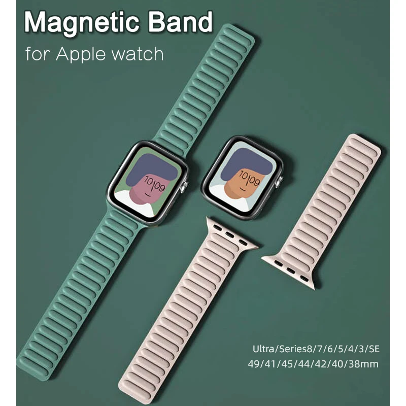 Silicone Magnetic Strap Link Loop For Apple Watch Band 49mm 41mm 45mm 44mm 40mm Bracelet iWatch Series 8 7 6 SE 5 4 3 42mm 38mm
Silicone Magnetic Strap Link Loop For Apple Watch Band 49mm 41mm 45mm 44mm 40mm Bracelet iWatch Series 8 7 6 SE 5 4 3 42mm 38mm