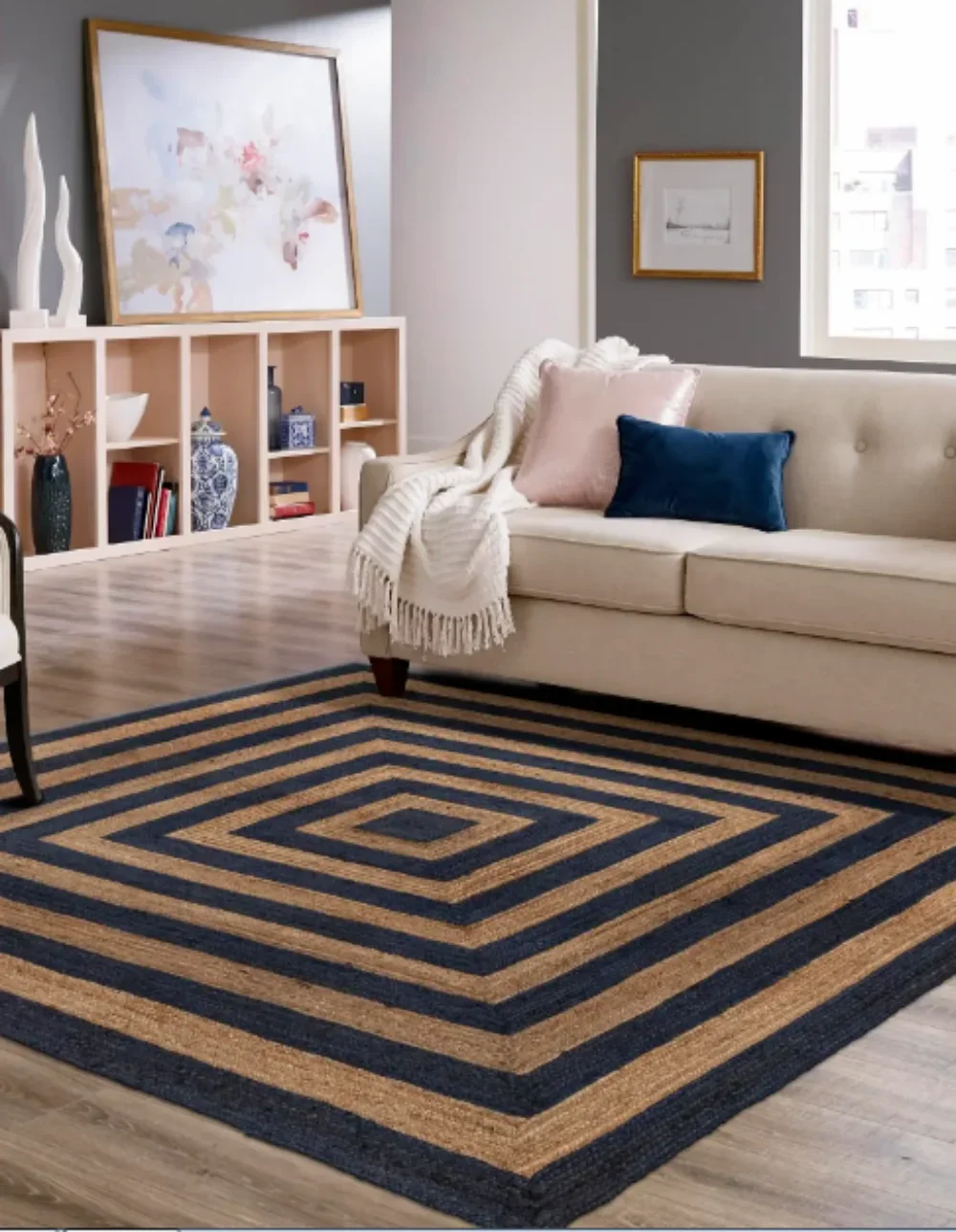 

Runner Beige Black Jute Carpets for Living Room Rug Braided Reversible Area Rug Modern Rustic Hallway Floor Mat Home Decor