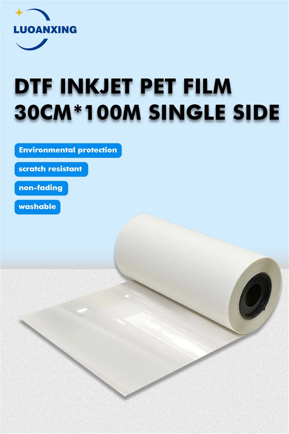 

Hot Peel DTF Roll Film 33/30/60cmx100m Single Side Matte Cold Peeling Heat Transfer T Shirt Glossy Printing Film