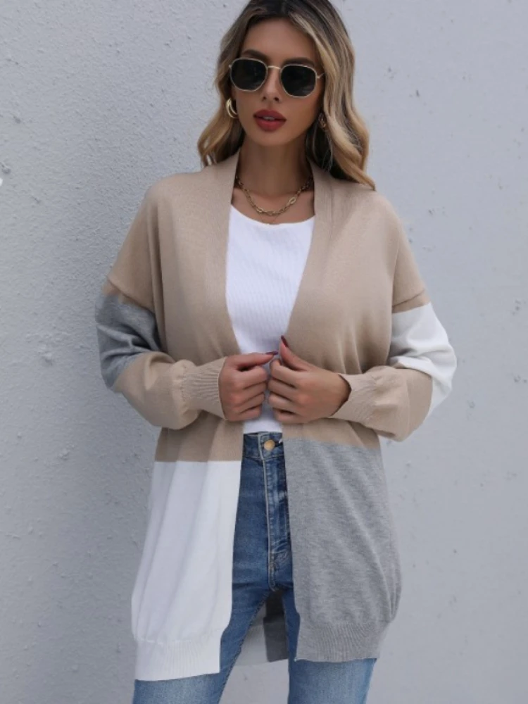 Autumn winter mid-length casual fashion coat loose color matching knitted cardigan sweater coat women winter clothes women 2022
Autumn winter mid-length casual fashion coat loose color matching knitted cardigan sweater coat women winter clothes women 2022