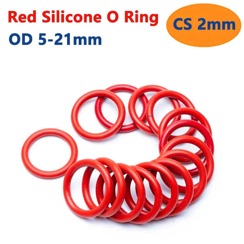 100pcs Red Silicone O Ring CS 2mm OD 5-21mm VMQ Silicon O-Ring Waterproof Washer Rubber Insulated Round Shape Sealing Gasket 
100pcs Red Silicone O Ring CS 2mm OD 5-21mm VMQ Silicon O-Ring Waterproof Washer Rubber Insulated Round Shape Sealing Gasket