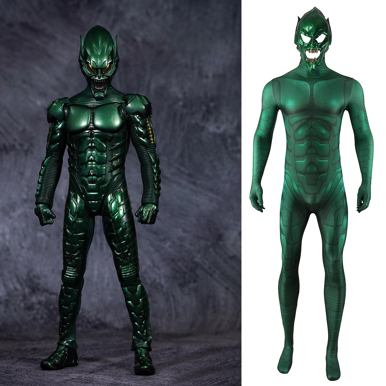 

Зеленый костюм Гоблина для косплея, костюм супергероя с 3D принтом, костюм злодея, Человека-паука, Зеленый Гоблин, наряды для мальчиков из спандекса, костюм на Хэллоуин