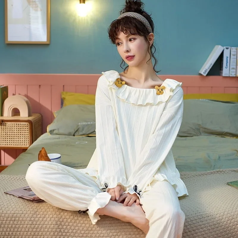 2023 New Pajamas Women's Spring Autumn Long Sleeve Loungewear Student Dormitory Can Wear Homewear Sets Cotton Loose Nightwear
2023 New Pajamas Women's Spring Autumn Long Sleeve Loungewear Student Dormitory Can Wear Homewear Sets Cotton Loose Nightwear