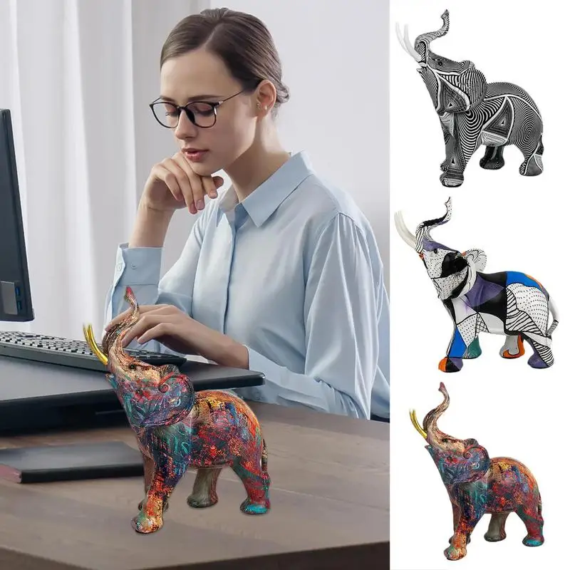 

Graffiti Elephant Figurines Colorful Painting Elephant Art Sculpture Figurine Creative Graffiti Elephant Resin Statue Ornament