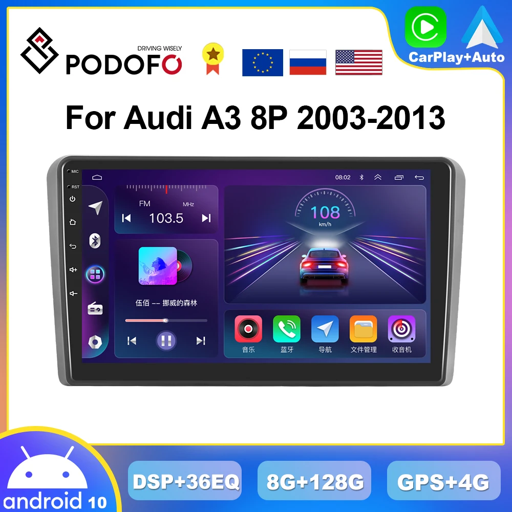 Автомагнитола Podofo для Audi A3 8P 128-2003, мультимедийный проигрыватель на Android, 2DIN, 4G, GPS-навигация, Hi-Fi стерео, 8 ГБ + 2013 ГБ
Автомагнитола Podofo для Audi A3 8P 128-2003, мультимедийный проигрыватель на Android, 2DIN, 4G, GPS-навигация, Hi-Fi стерео, 8 ГБ + 2013 ГБ