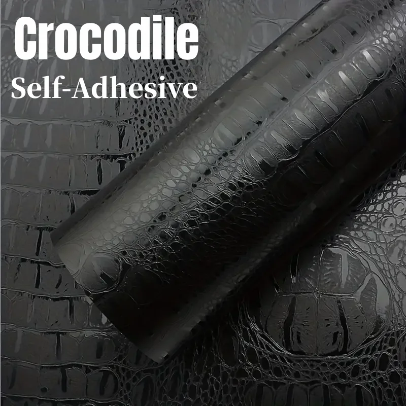 

1 Roll Crocodile Texture Leather Fabric Sticker, Automotive Interior Self-adhesive Leather Patchs Repair, DIY Tape Leathercraft