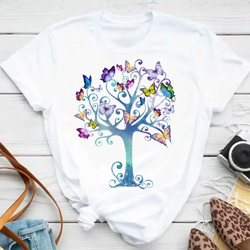 Kawaii Butterfly Printed T-shirt for Women Funny O-Neck Short Sleeve Graphic Romantic Tree Pattern Tee Shirts Female Tops
Kawaii Butterfly Printed T-shirt for Women Funny O-Neck Short Sleeve Graphic Romantic Tree Pattern Tee Shirts Female Tops