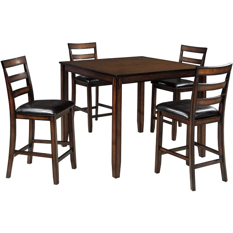 

Дизайнерский обеденный набор Ashley Coviar из 5 предметов с высокой столешницей, включает стол и 4 барные стулья, коричневый