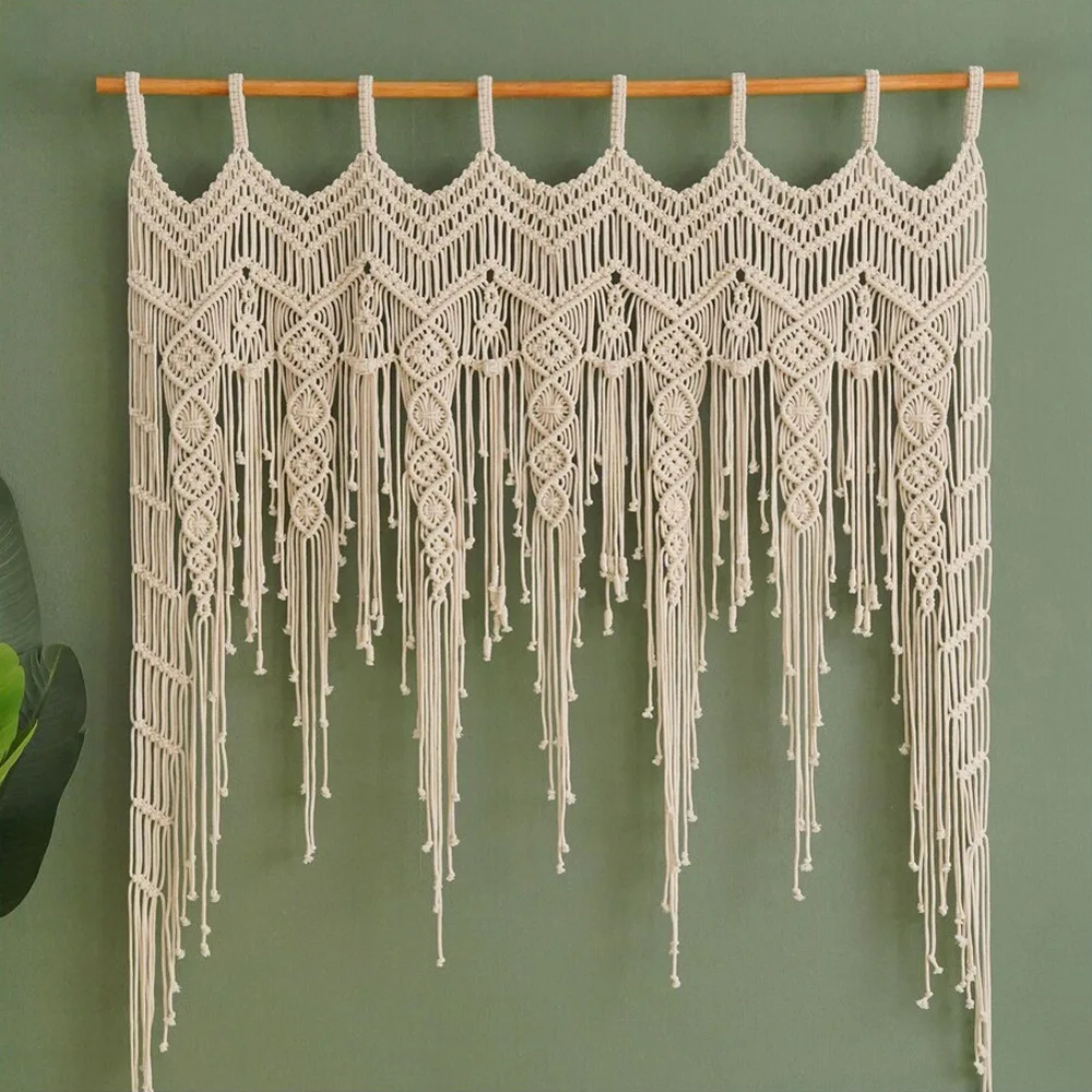 Boho Nursery Macrame Wall Art - Handwoven Cotton Tapestry with Tassels 2 Sde584e5be8494ff2a60f8acff4b98045H