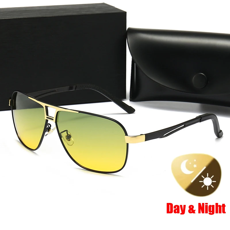 

Солнцезащитные очки Мужские дневного и ночного видения UV400 со сменными линзами модные трендовые спортивные солнцезащитные очки для вождения поляризованные очки