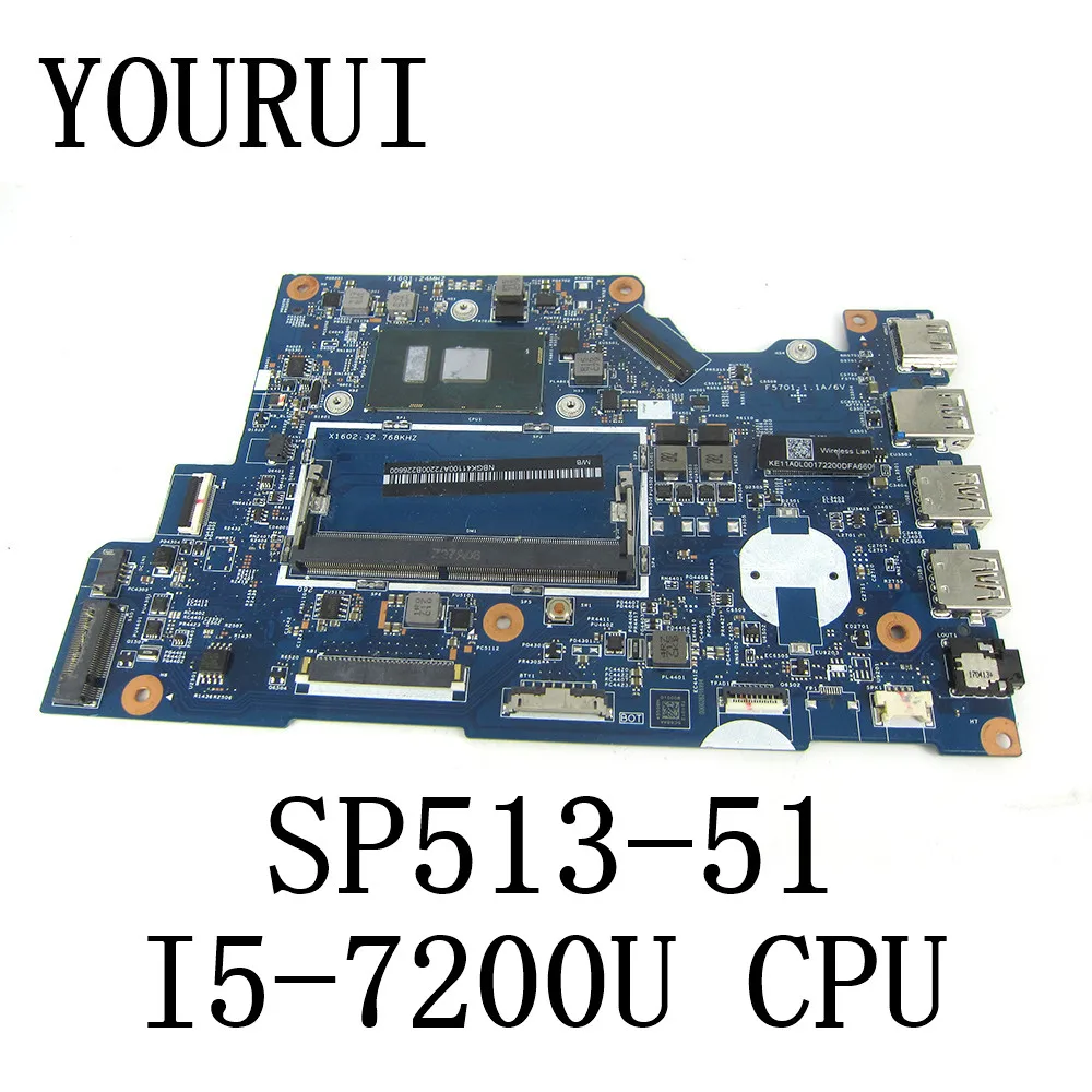 

16801-1M For ACER Aspire Spin 5 SP513-51 Laptop Motherboard with I5-7200U CPU 448.0A615.001M Mainboard