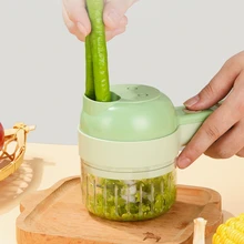 Electric 4 In 1 Handheld Vegetable Cutter Set Durable Chili Vegetable Crusher Kitchen Tool USB Charging Ginger Masher Machine