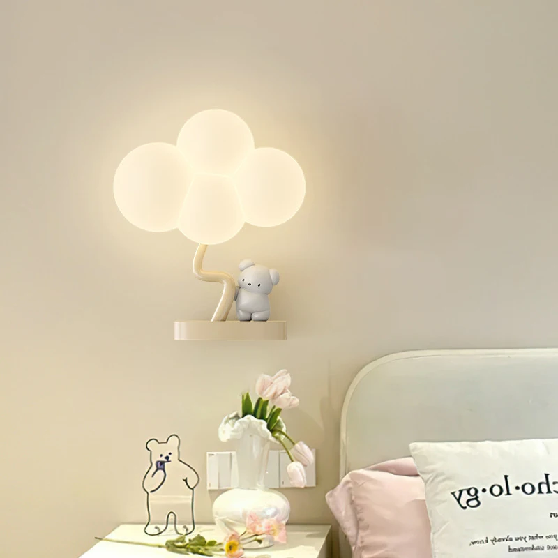 

Minimalist Children's Room Wall Lamps Cute White Bear Little Monkey Lamp LED Modern Creative Boy Girl Room Bedside Wall Lights