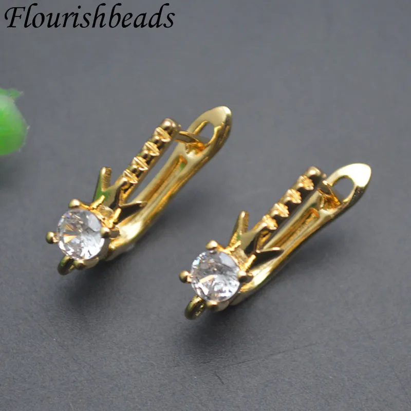 

18k Real Gold Plated Paved CZ Beads Earring Hooks Clasp for Women DIY Fashion Earrings Jewelry Making