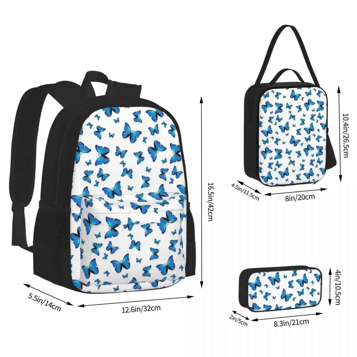 Blue Butterflies Print Backpacks Boys Girls Bookbag Children School Bags Cartoon Kids Rucksack Lunch Bag Pen Bag Three-Piece Set
Blue Butterflies Print Backpacks Boys Girls Bookbag Children School Bags Cartoon Kids Rucksack Lunch Bag Pen Bag Three-Piece Set