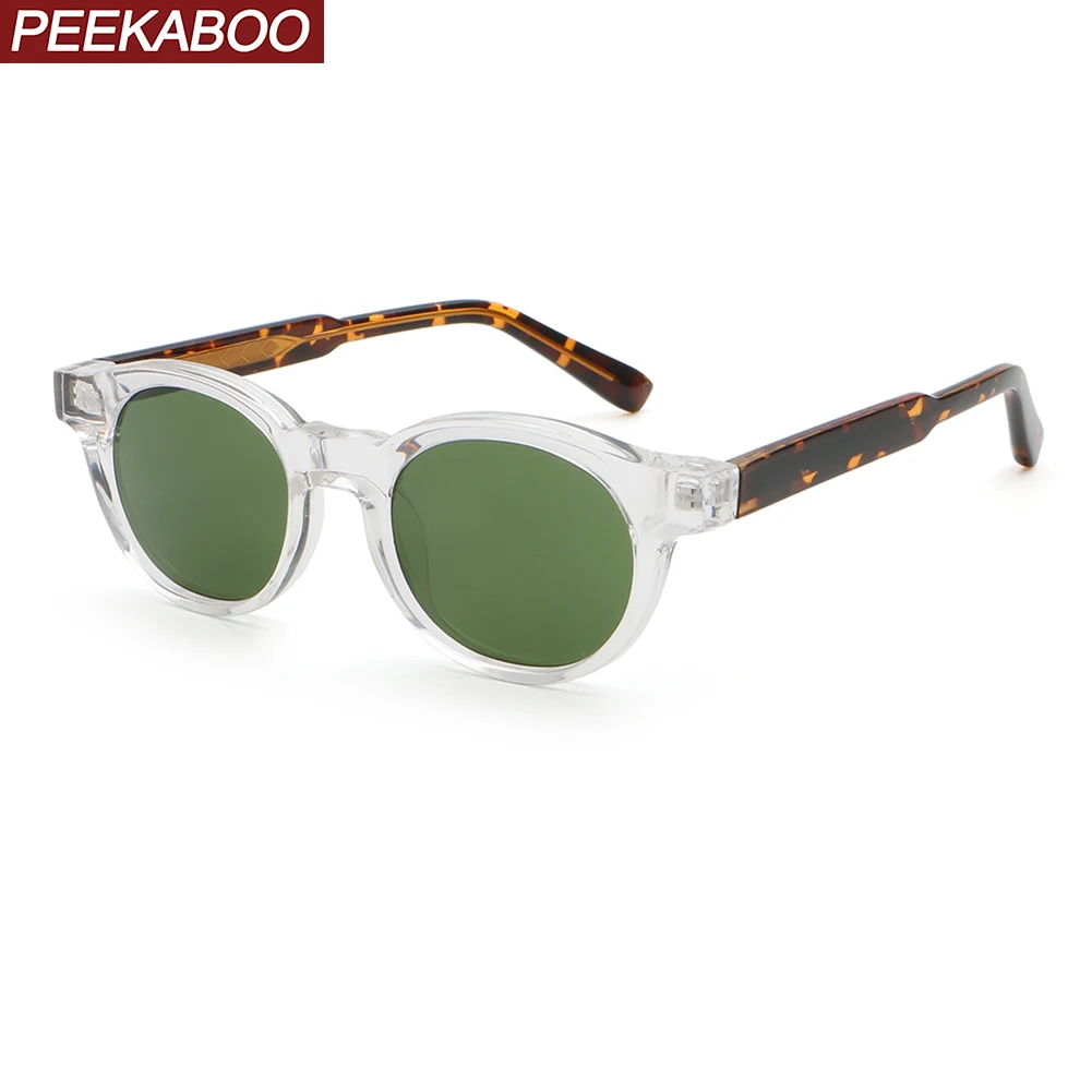 

Peekaboo unisex round frame sunglasses uv400 grey brown green male sun glasses for women CP acetate female decoration 2024