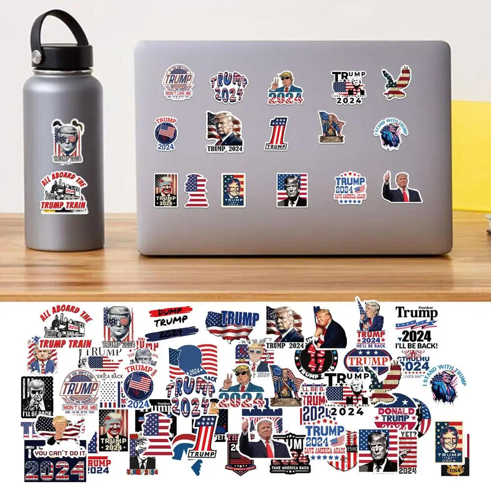 

Trump Re-election Stickers 50 Pcs Diy Trump Stickers President Supporting Bumper Sticker Set for Laptop Phone Car Water Bottle